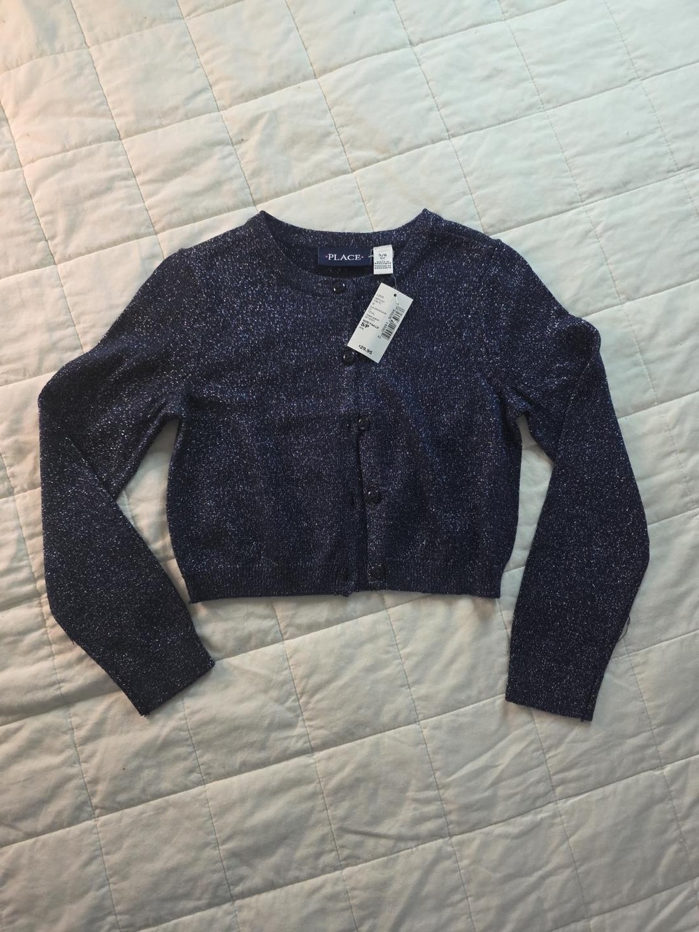 The Children’s Place Girls 5/6 Navy Blue Metallic Sparkle Cardigan NWT